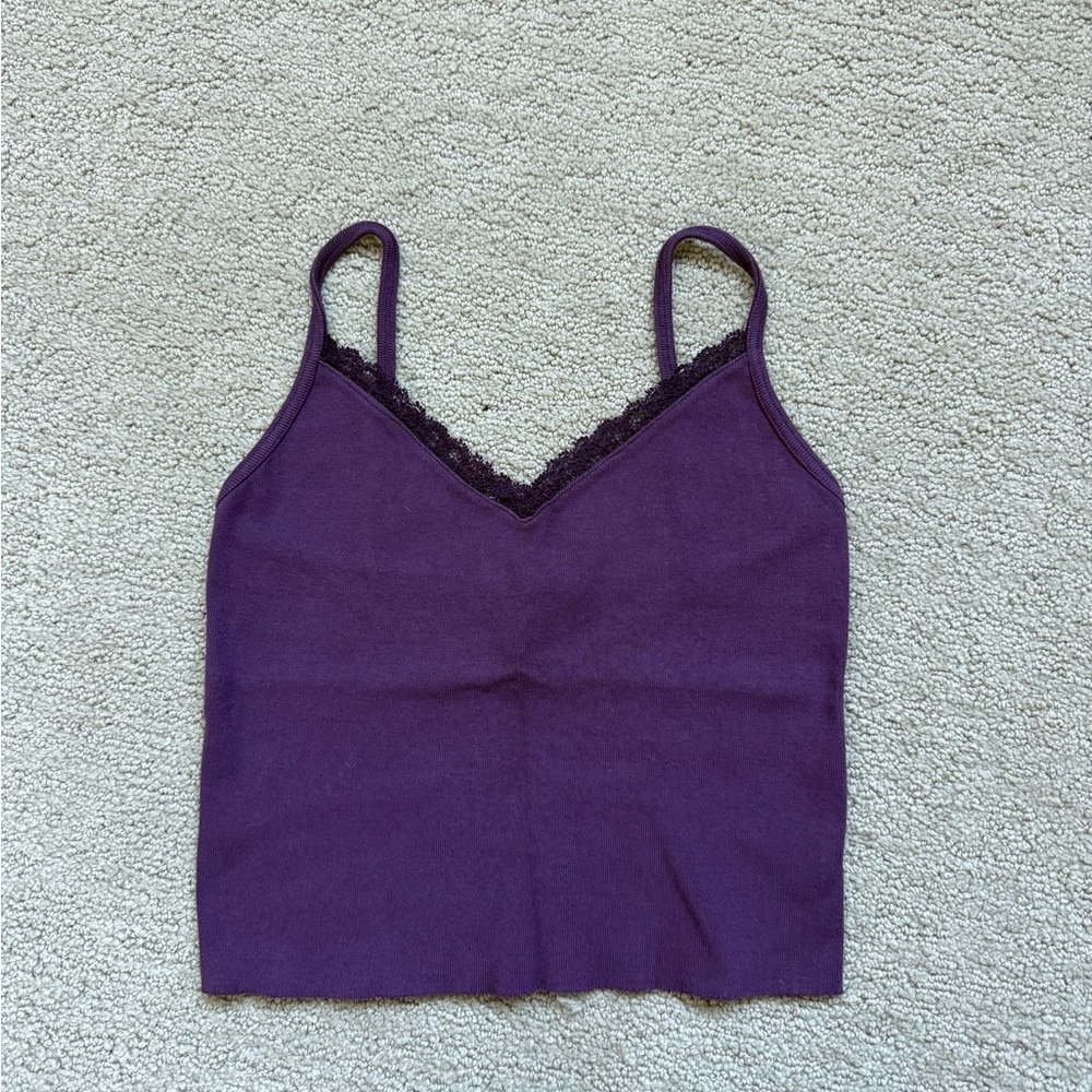 Brandy Melville Deep Purple Lace-Trim Camisole